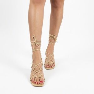 Nine West Beige Lace-Up Sandals